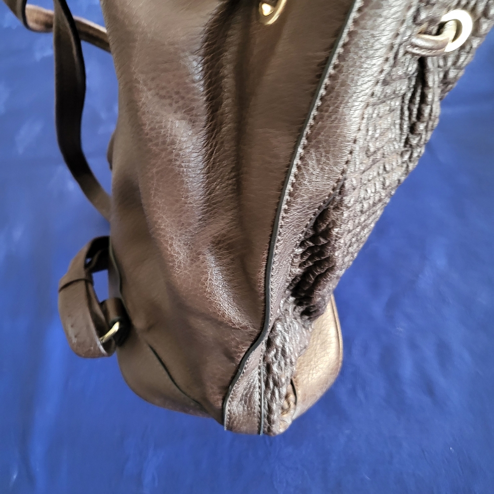 Brown Textured Vegan Leather Womens Backpack - Picture 7 of 11